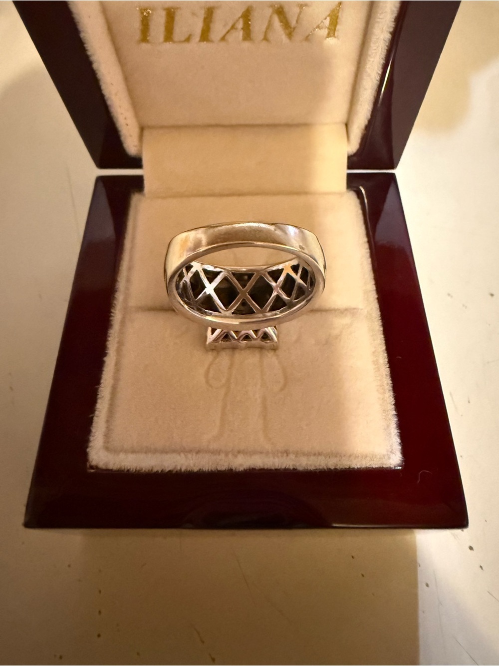 14k White Gold Ring Diamond Cluster With Baguettes Emerald Cut - White - Picture 10 of 10